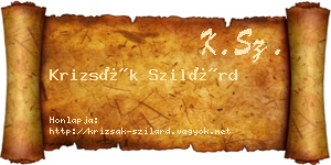 Krizsák Szilárd névjegykártya